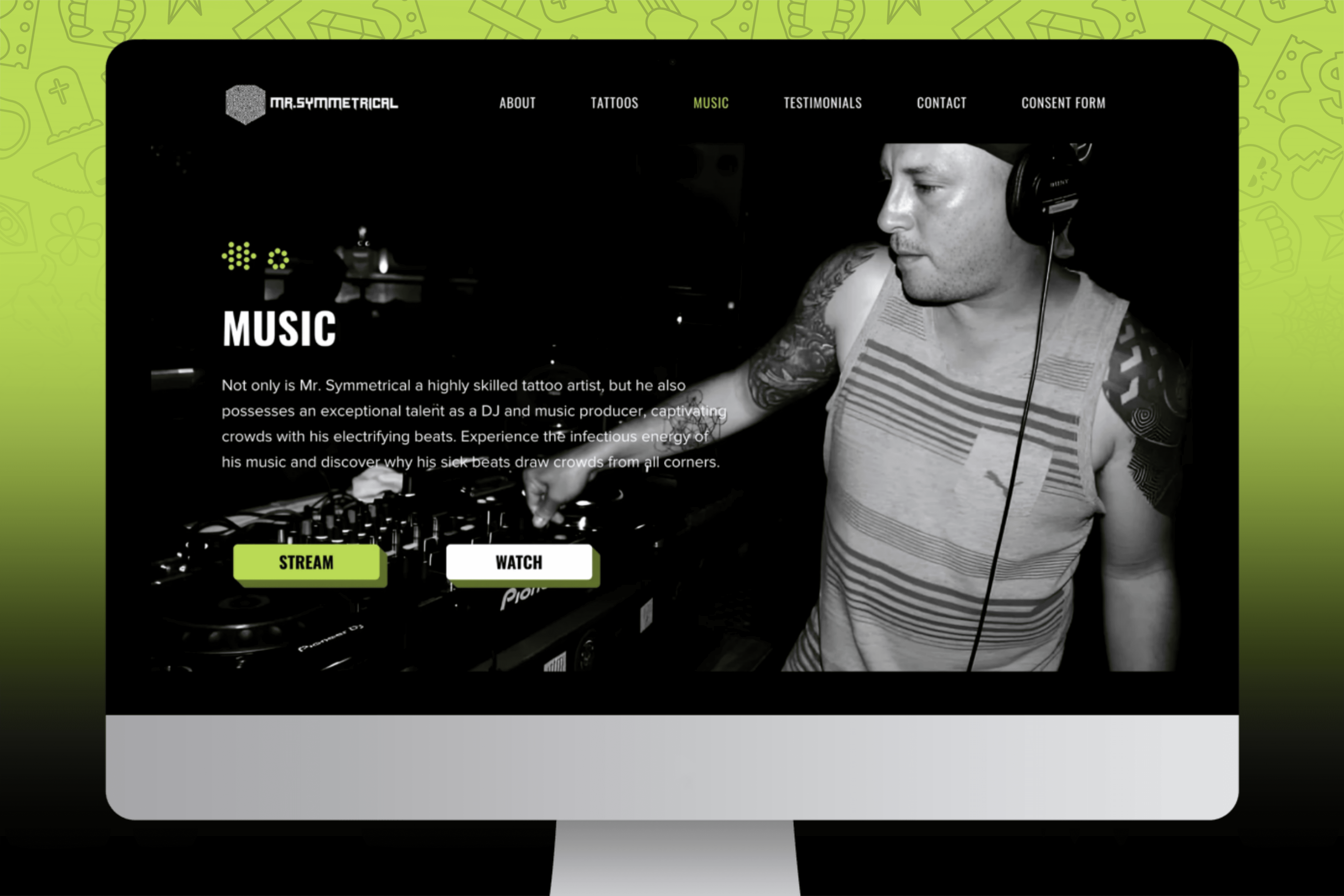 Music page from the Mr. Symmetrical website