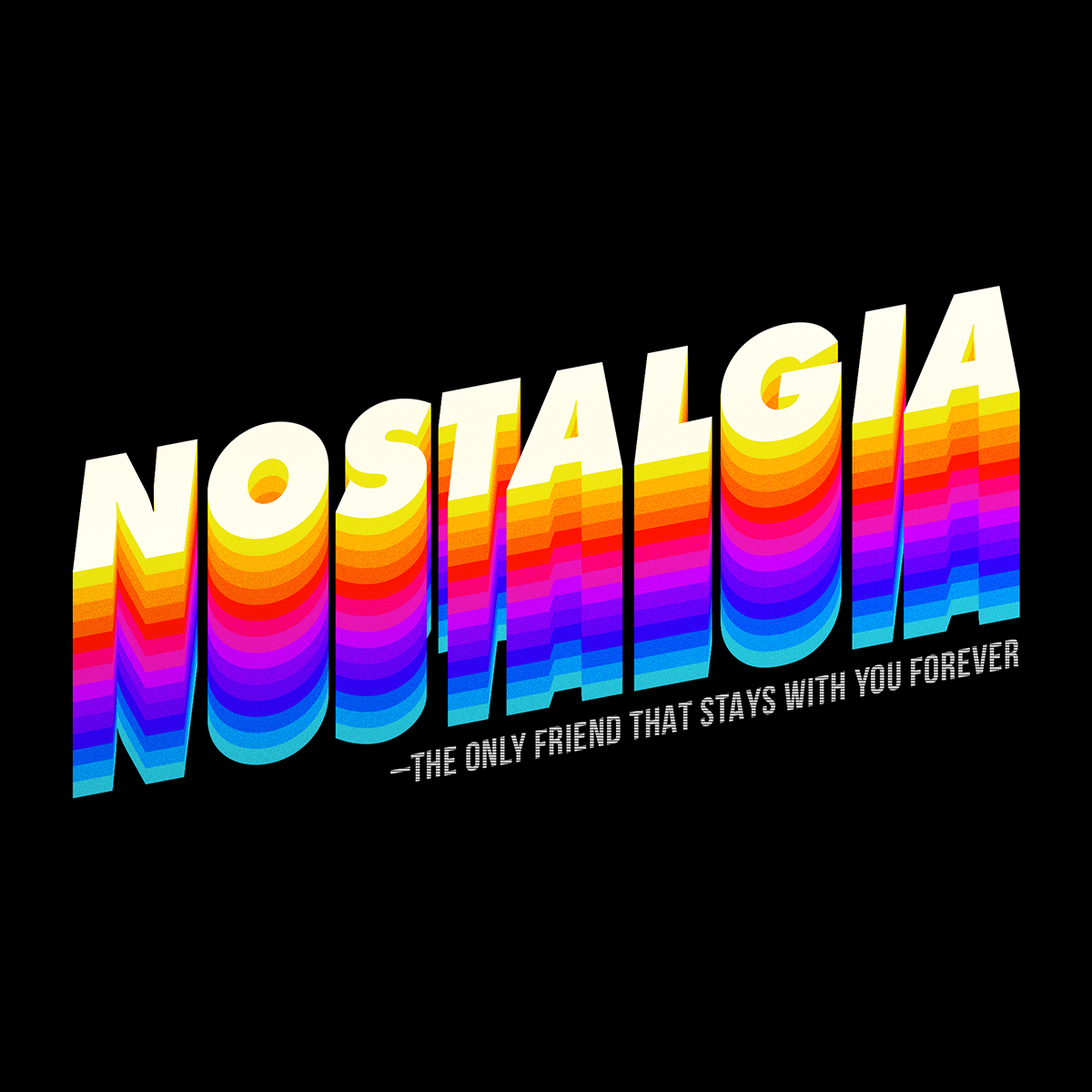 Nostalgia retro rainbow typography social graphic